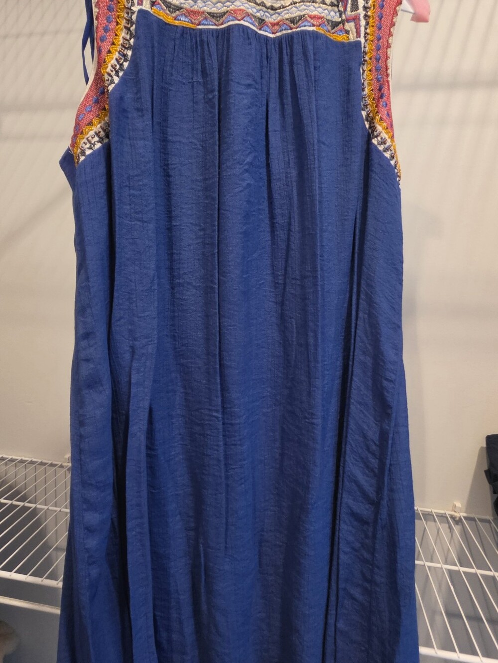 Westport Royal Blue Maxi Dress with Colorful Embroidered Yoke